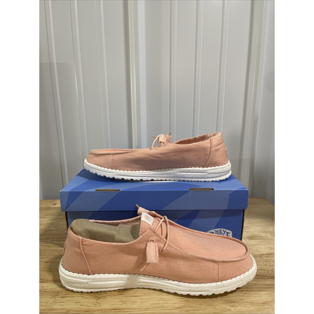 Hey Dude Wally Stretch Canvas Ladies Lace Shoes Lightweight Comfort Trainers 10